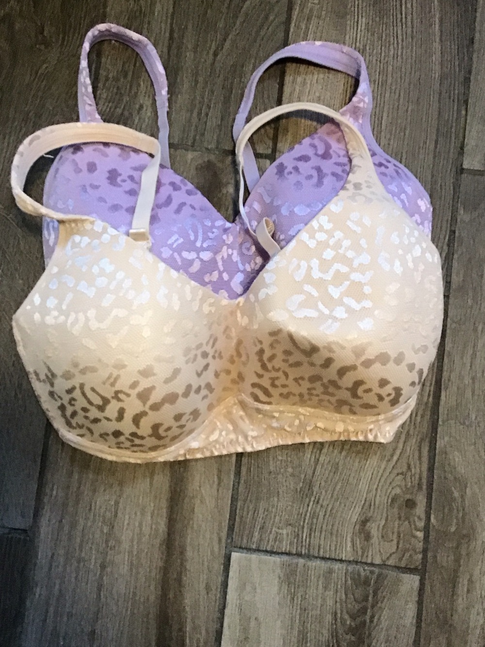 Rhonda Shear Lavender and Cream Leopard-Print T-Shirt Bra Duo